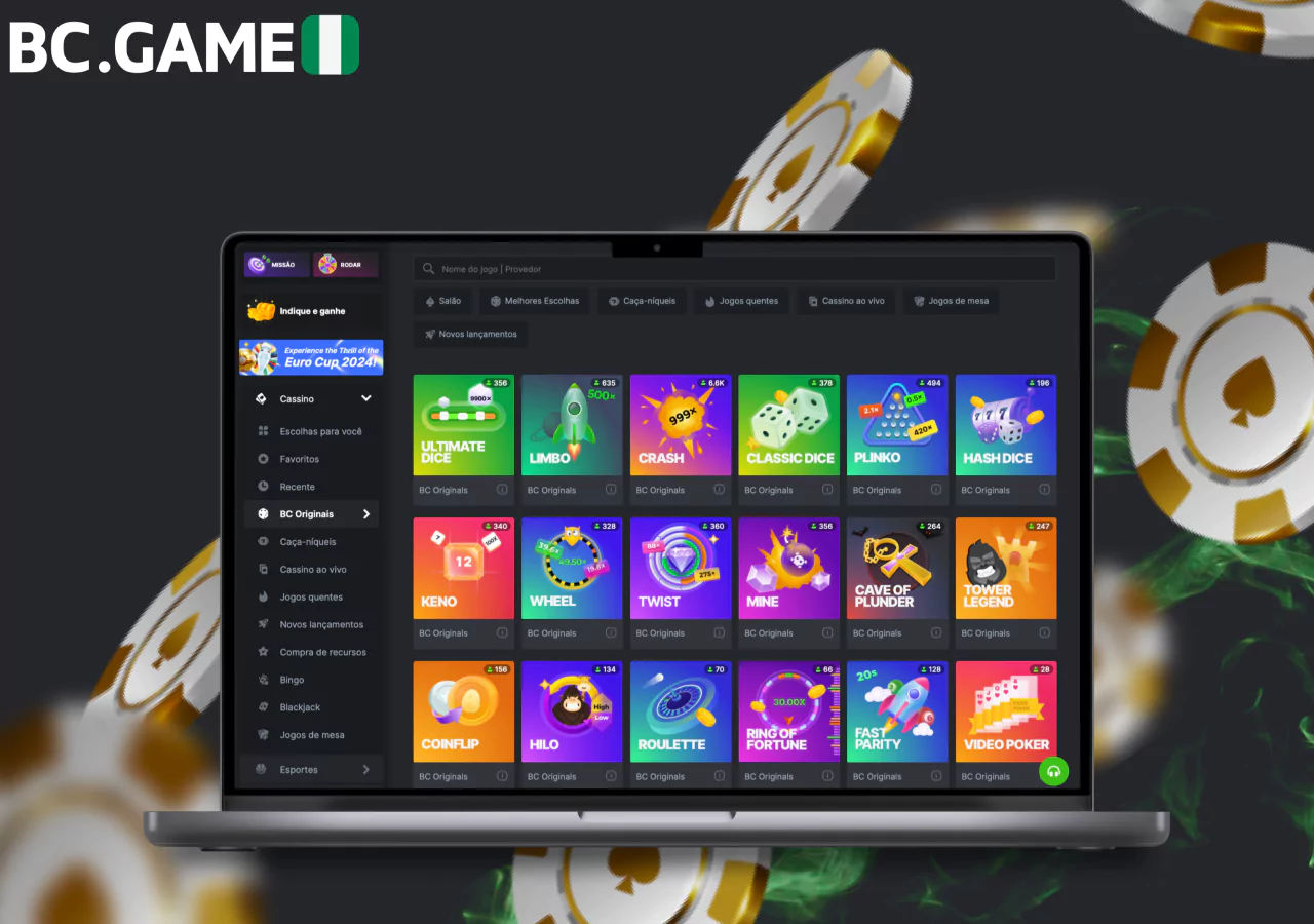 Variety of games on the BC Game platform